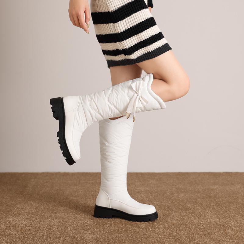 European and American Winter Boots Winter Down Cloth Thick Wool Snow Boots Warm High Boots Wedge Heel Large Size Rocking Boots