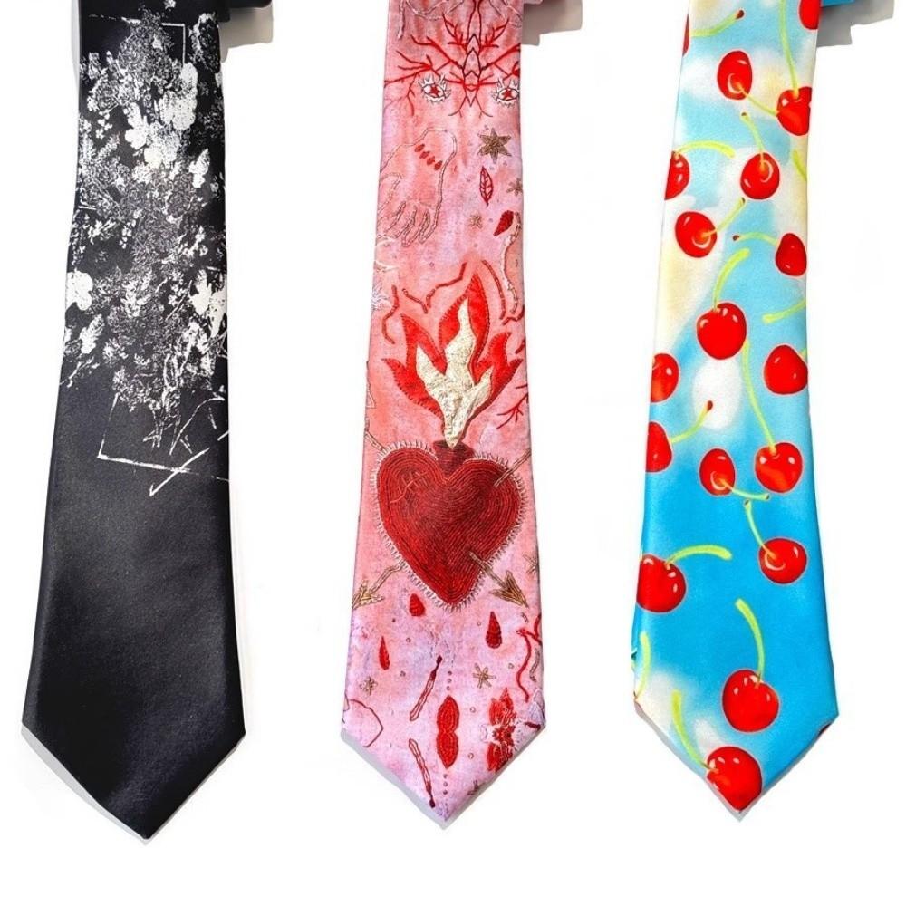 Cherry Neck Tie Heart Shirt Neckties Casual Y2K Neckties  Students