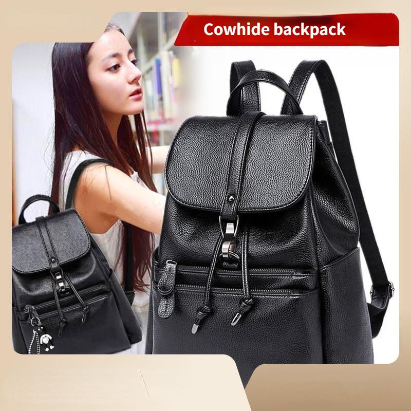 Borsa Tote da Donna Moda Casual Coreana in Morbida Pelle Bovina a Spalla Messenger Grande Capacità 20-35L