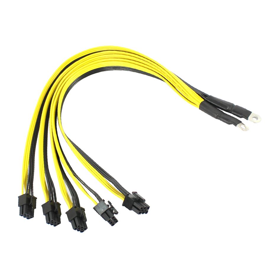2pc S7 S9 to 5X PCI-E PCIe 6Pin GPU Graphics Card Splitter Power Cable For Miner