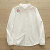 2025 Autumn/Winter Women's Sweet Embroidery Pomegranate Flower Long Sleeve Plus Velvet Full Cotton Warm Shirt