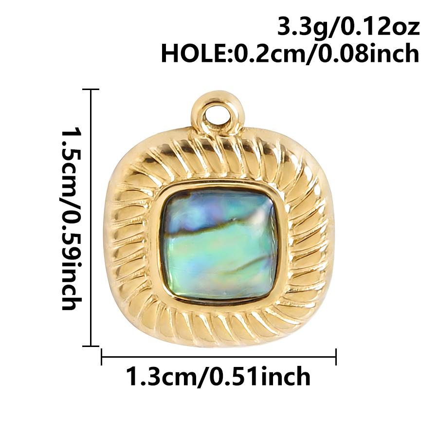 3pcs Geometric Charm Real Abalone Shell Stainless Steel Pendants For Jewelry Making Supplies Rectangle Round Pendant DIY Finding
