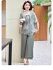 Summer 2025 Chiffon T-shirt & Blouse Set for Middle-Aged & Elderly Women - Fashionable Short-Sleeve Two-Piece