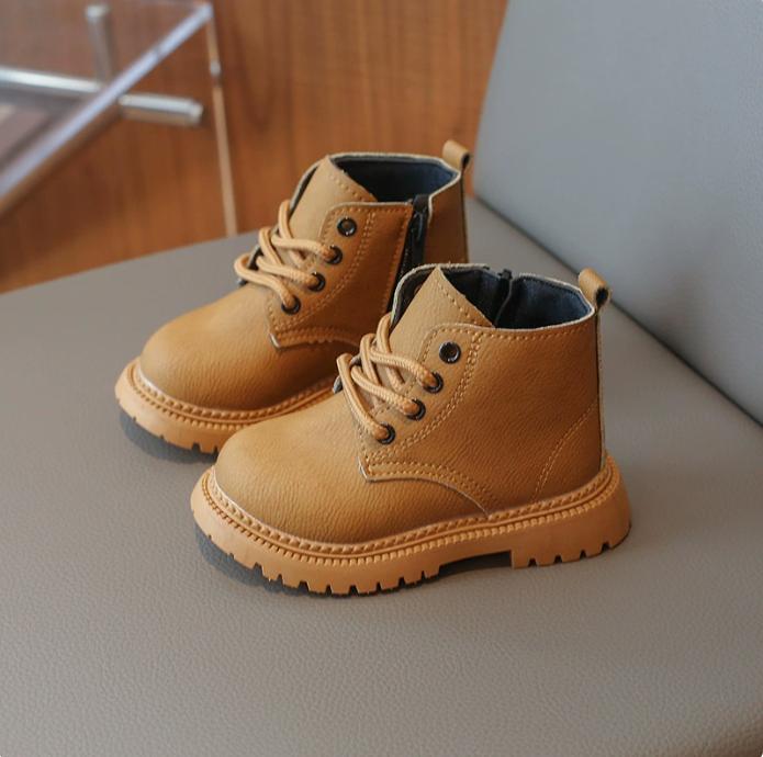 Designer Children Short Boots Simple Pure Color Shoes for Kids Girls Boys Casual Lace Up Student Shoe Child Boots