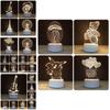 USB-Schreibtischlampe mit 3D-Effekt, Acrylplatte und LED-Beleuchtung für festliche Dekoration