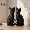 Romantisches Katzen Geschenk 3D Gedruckte Figurenpaar, Minimalistische Herzförmige Skulptur, Eltern Kind Schmuck Ornamente für Haus Büro Dekoration