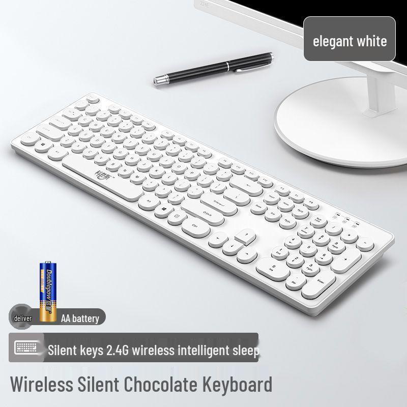 Chocolate Wireless Keyboard & Mouse Set: Cute, Silent, Portable Bluetooth for Office & Laptop Use
