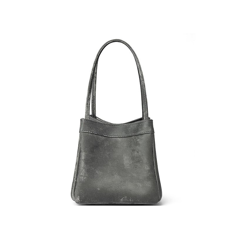 

Ретро шелка и атласы кожаная сумка-ведро на одно плечо Black