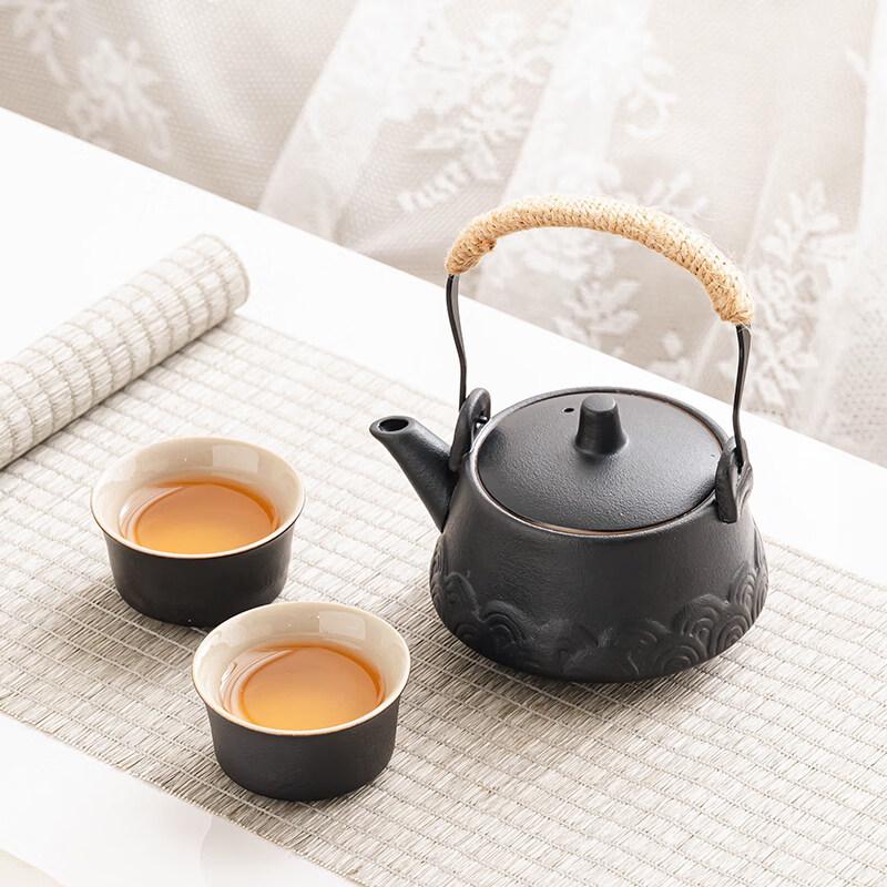 ZISIZ Small Black Pottery Kung Fu Tea Set