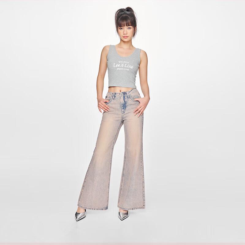 Lee Women's Pink Relaxed Fit Wide-Leg Jeans