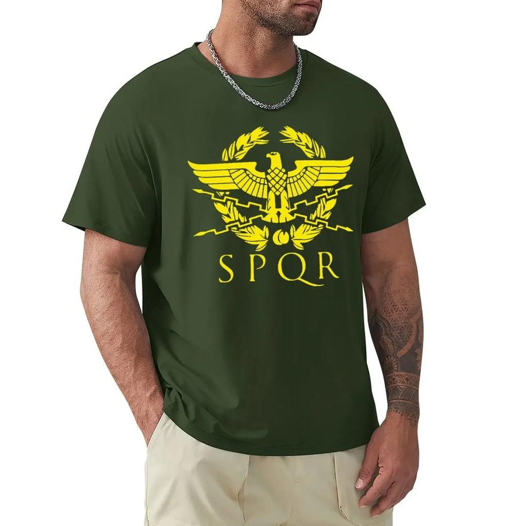 New Arrivals 2024 Vintage Spqr Eagle Rome Latin Cool Retro Red Print Men's Tee Shirt 100% Cotton Short Sleeve Tees#Color(1)