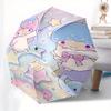 Little Twin Stars,Sanrio Characters Automatic Folding Umbrella Simple 8 Rib Design, Bright Cartoon Pattern, Durable Iron Frame, Suitable For