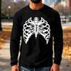 Men's Knit Long Sleeve Neck T-Shirt with Halloween Print Casual Top