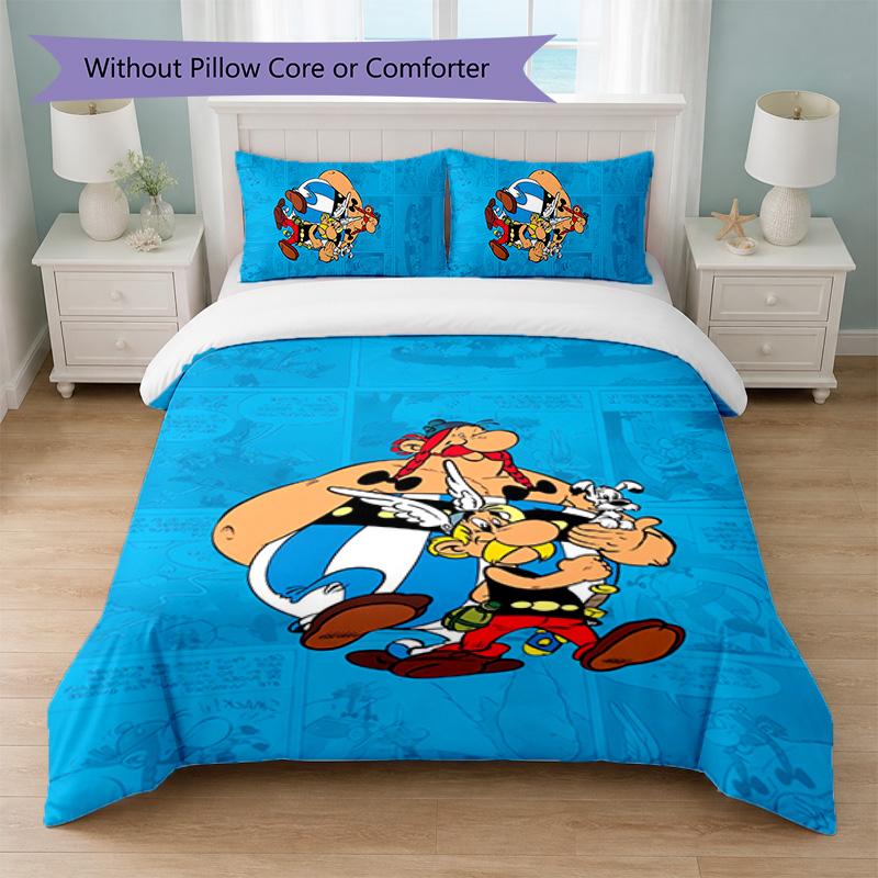 Asterix & Obelix Print 3Pcs Duvet Cover Set 1 Duvet Cover and 2 Pillowcases Soft Bed Linen For Household Bedroom