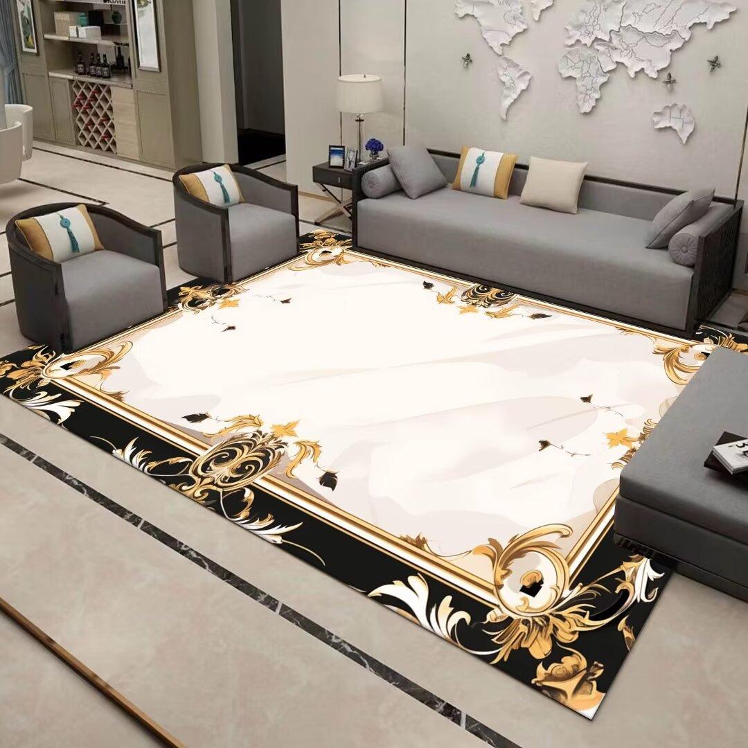 

European Marble Non-slip Living Room Carpet Luxury Washable Big Size Rug for Home Coffee Table Decor 60x90cm