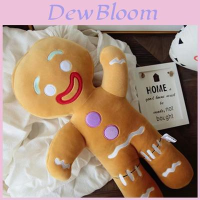 Cartoon Gingerbread Man Plush Pillow Soft Cushion With Embroidery For Kids Room Decor
