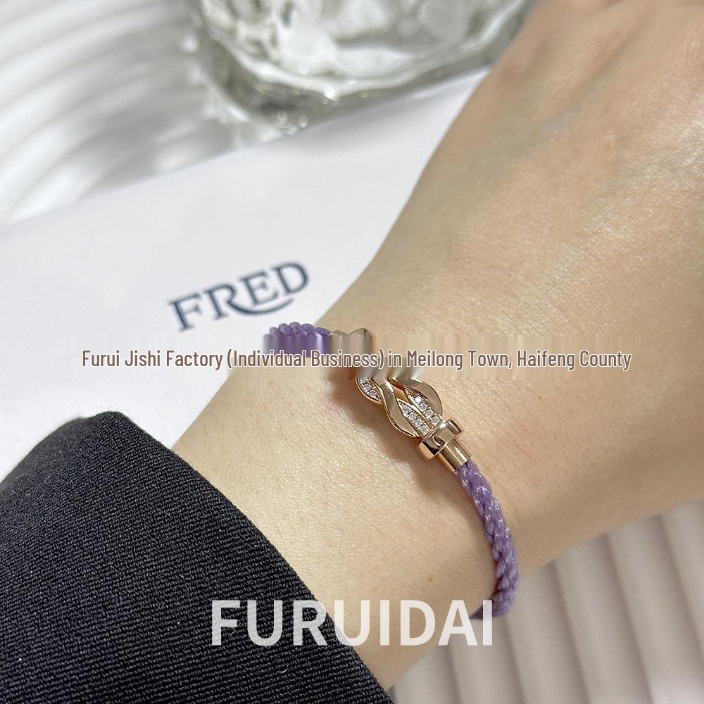 Fei Jia February Birthstone Purple Horseshoe Buckle Unisex DIY Bracelet