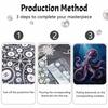 DIY Framed Pearl Painting Kit Purple Octopus Pattern Sparkling Bead Canvas Art for Living Room Decoration Wall Decor Handcraft Gift 14 inch Frame