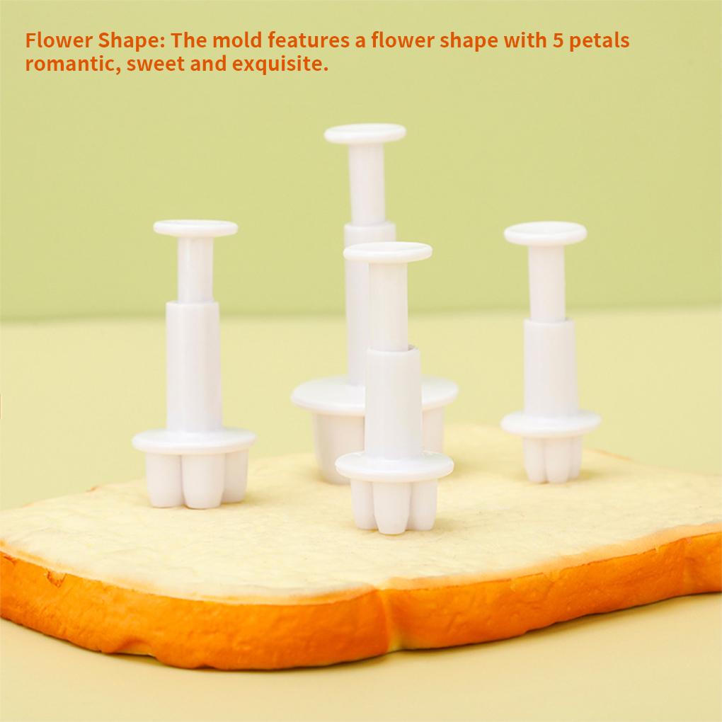 4 Pièces Moule en Plastique pour Gâteau Fleur Démoulage Ustensile de Cuisson Chocolat Antiadhésif Mariage Fondant Bougie Savon Moule DIY