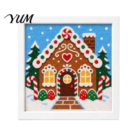 Regalo de Navidad Hecho a Mano Kit DIY de Punto de Cruz, Patrones Navideños de Papá Noel Muñeco de Nieve Reno, Kit de Manualidades de Costura para Principiantes con Temática para Adultos