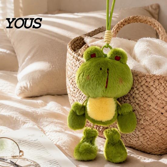 Fragrant Plush Ornament Funny Frog Keychain with Fragrance & Movable Limbs, Soft Stuffed Animal Expression Keyring Bag Charm for Backpacks Keys,