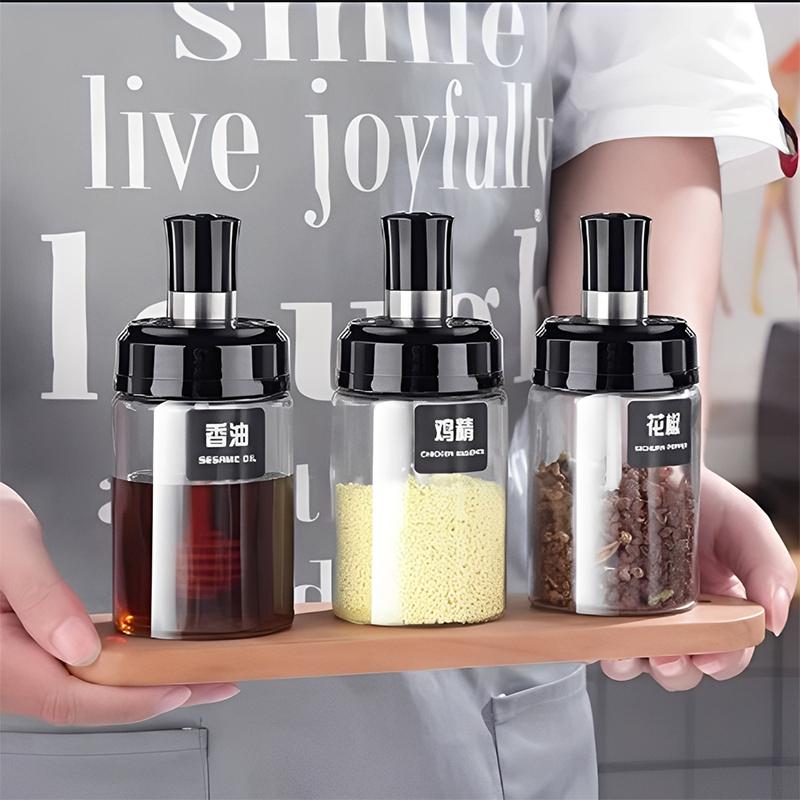 1/2/4Pcs Glass Condiment Bottle Spice Seasoning Bottle Kitchen Storage Dispensers