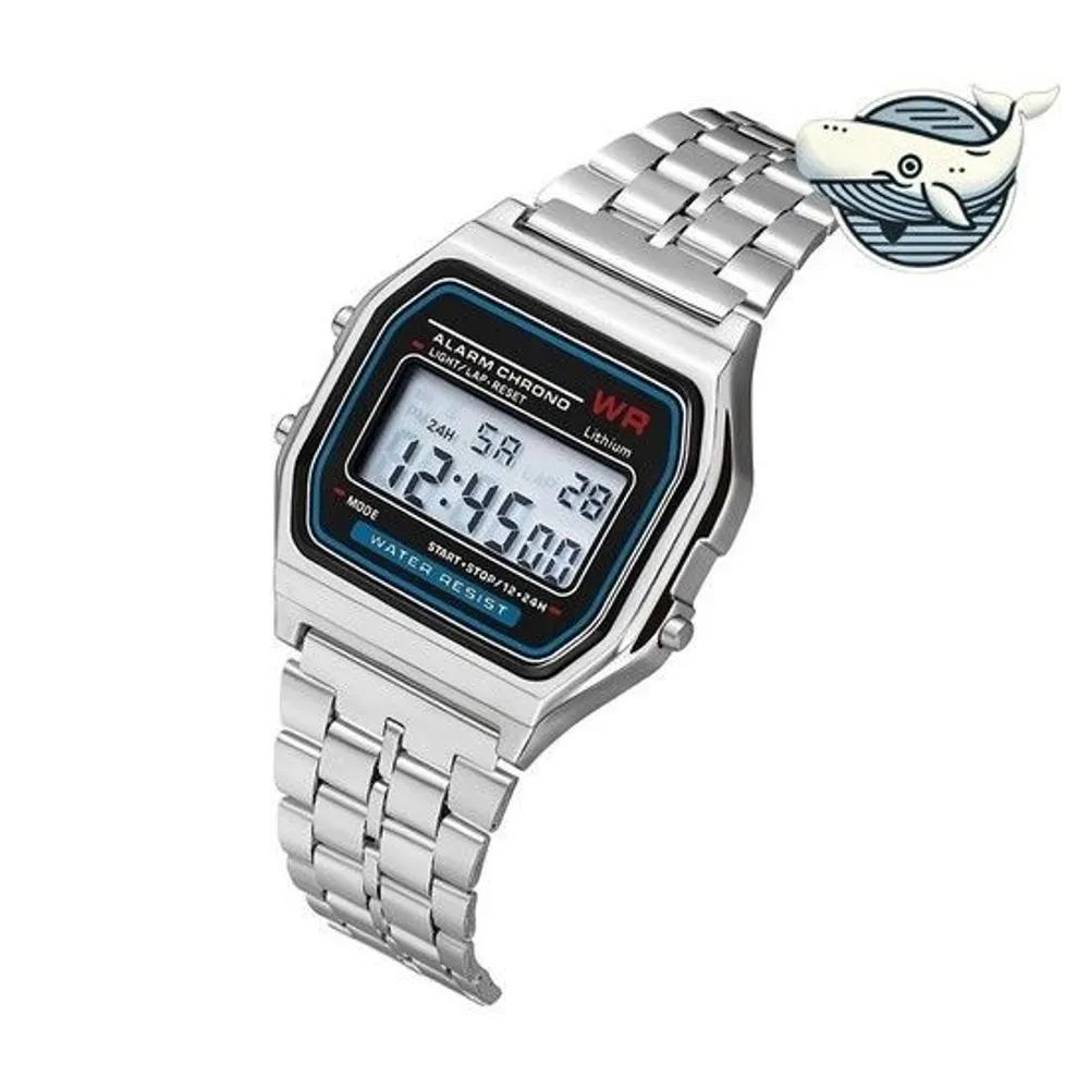 Sporty metal wristwatch men s digital watch waterproof metal watch digital watch sports watch wristwatch Silver