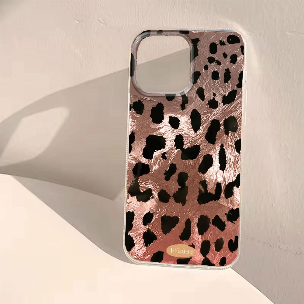 Schwarzes Leopardenmuster Mode INS Handyhülle für iphone 17 Air 16 15 14 13 11 12 Pro Max 7 8 Plus X XS XR SE 2022 2020 16e Hülle