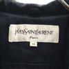YVES SAINT LAURENT 90s Old Stainless collar coat M Navy with fox fur Women Used