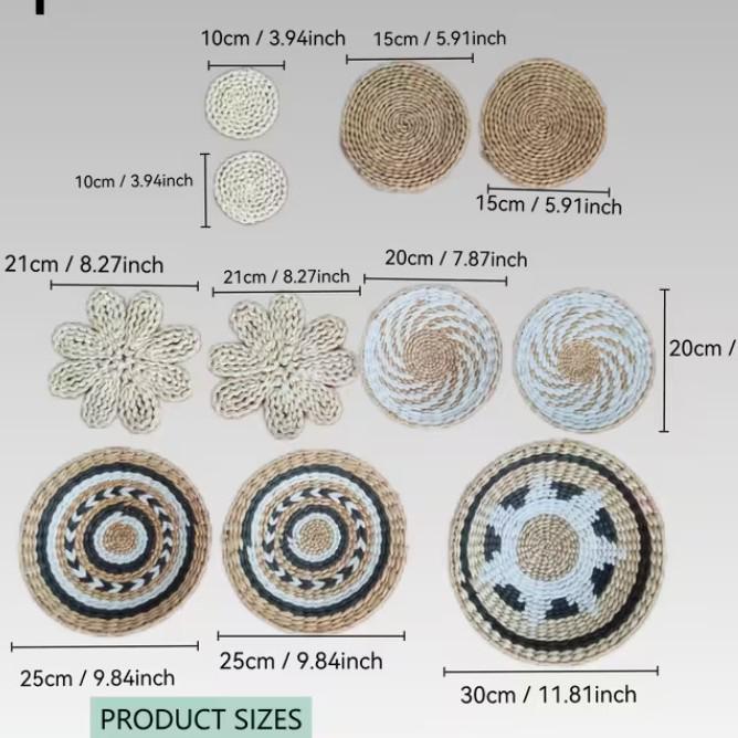 Bohemian Woven Wall Basket Set - Handwoven Hanging Decor for Living Room or Entrance