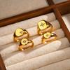 Stainless Steel Sunshine Signet Pinky Ring, Cubic Zirconia Inlay Ring Gold Plated, Non-Tarnish Fashion Jewelry