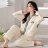 Air Cotton Pajamas Women's Spring and Autumn Thickened Pure Cotton Long-sleeved Women's Autumn and Winter Interlayer Thin Padded Loungewear