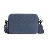 Charter 19 Classic Presbyopia Double Zipper Closure Fabric and Cow Leather Shoulder Crossbody Bag Small Men's Washed Fabric Blue