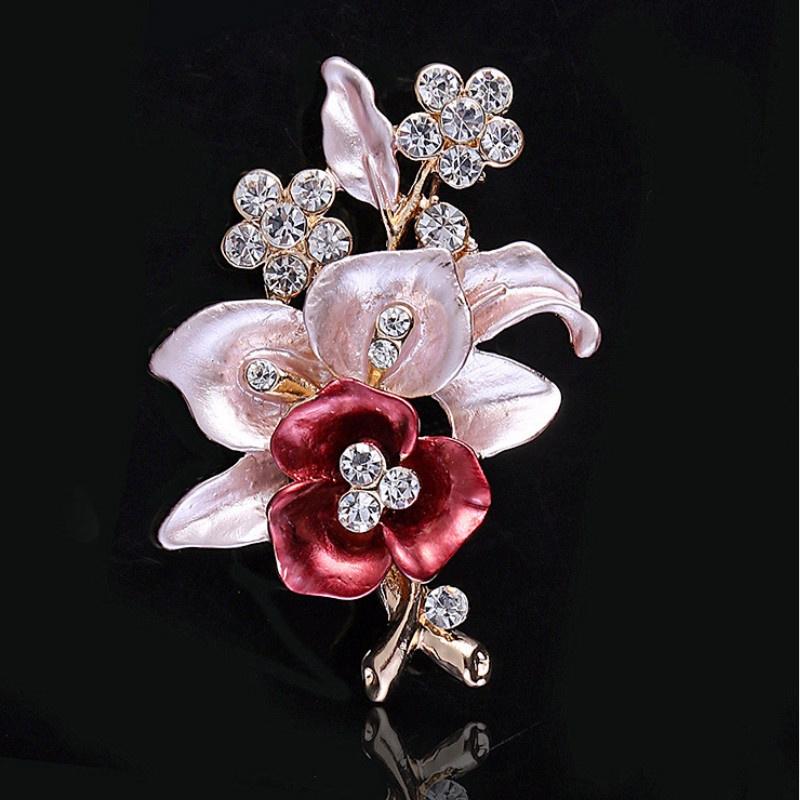 Elegantní ženy Drip Crystal Flower brože jehlice romantické brože pro ženy svatební party svatební pin
