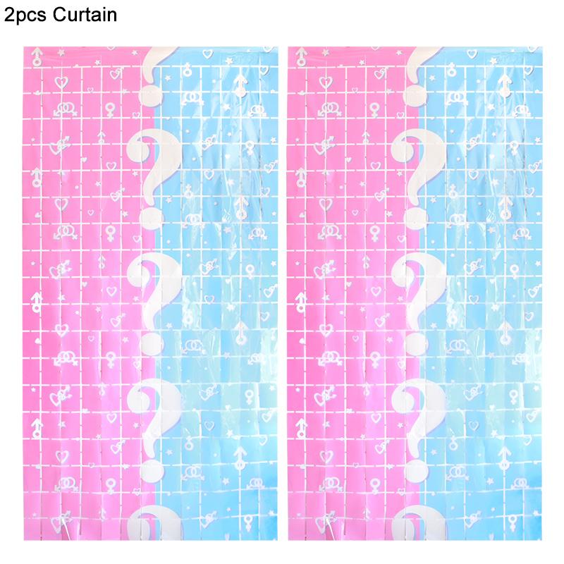 Gender Reveal Balloons with Fringe Curtain Boy or Girl Standing Foil Balloon Gender Reveal Party Decoration Supplies Baby Shower