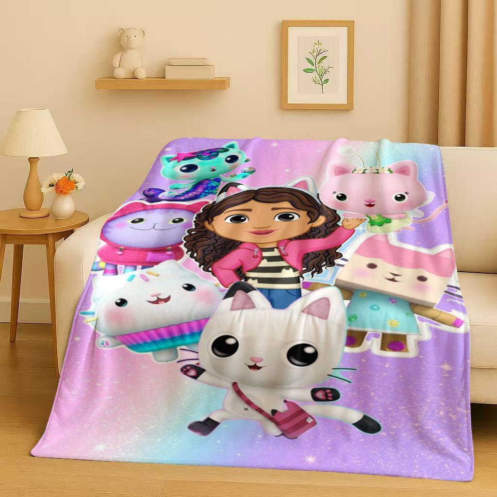 HD Niedliches Gabi's Puppenhaus Cartoon Flanelldecke, Ultra Weiche Warme Plüschdecke für Zuhause Schlafzimmer Bett Sofa Abdeckung Picknick Mädchen Geschenk