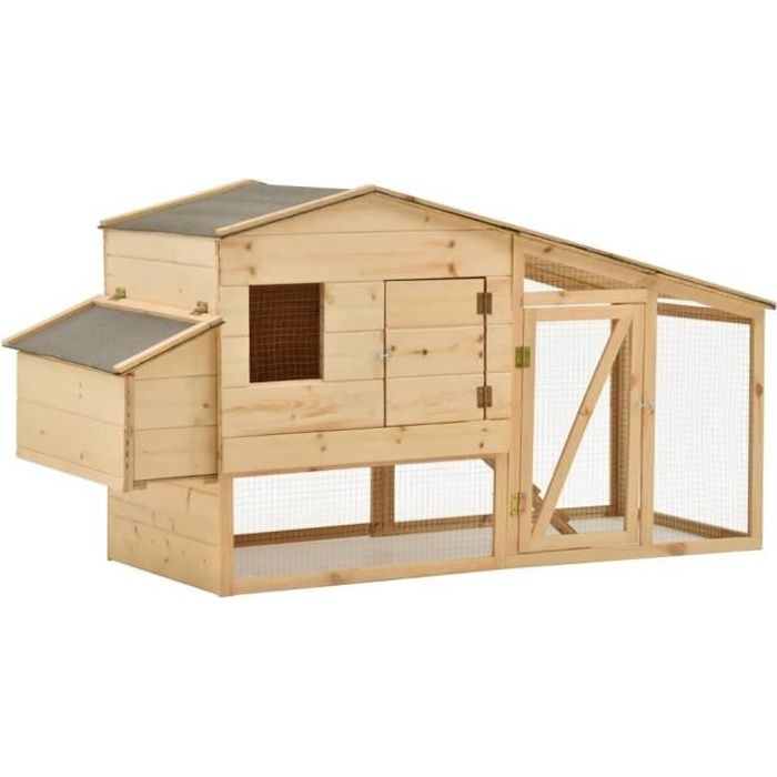 VidaXL Poulailler Bois de pin massif 178x67x92 cm