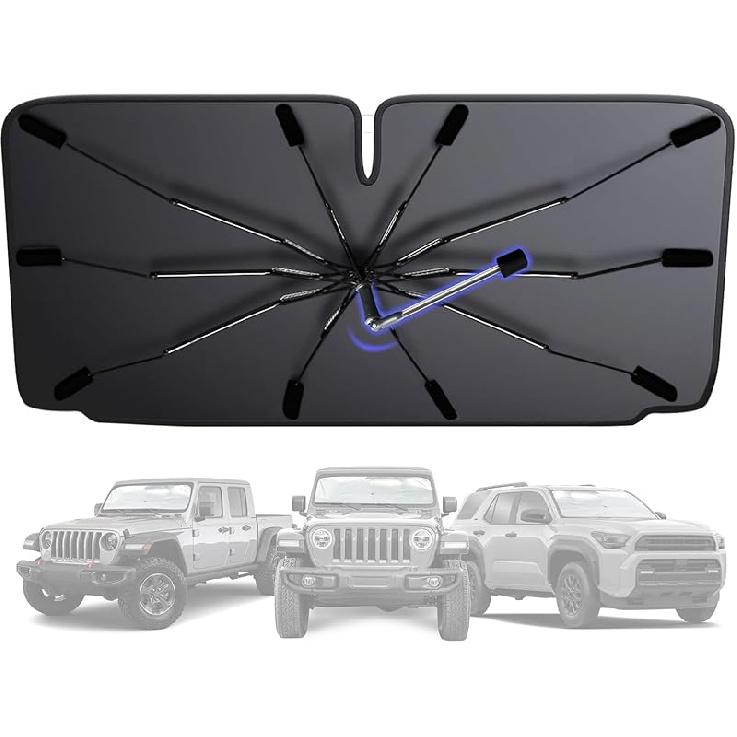 2025 Windshield Sun Shade Umbrella, Foldable Car Umbrella Sunshade With UV Block Car Front Window (Heat Ulation Protection) For Auto Windshield
