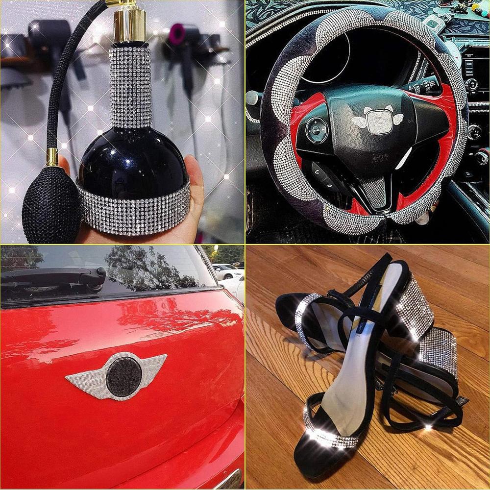 Bling Rhinestone Sticker DIY Car Decoration Stickers Self-Adhesive Hotfix Glitter Crystal Gem Sheet Sticker for Car&Craft Decor