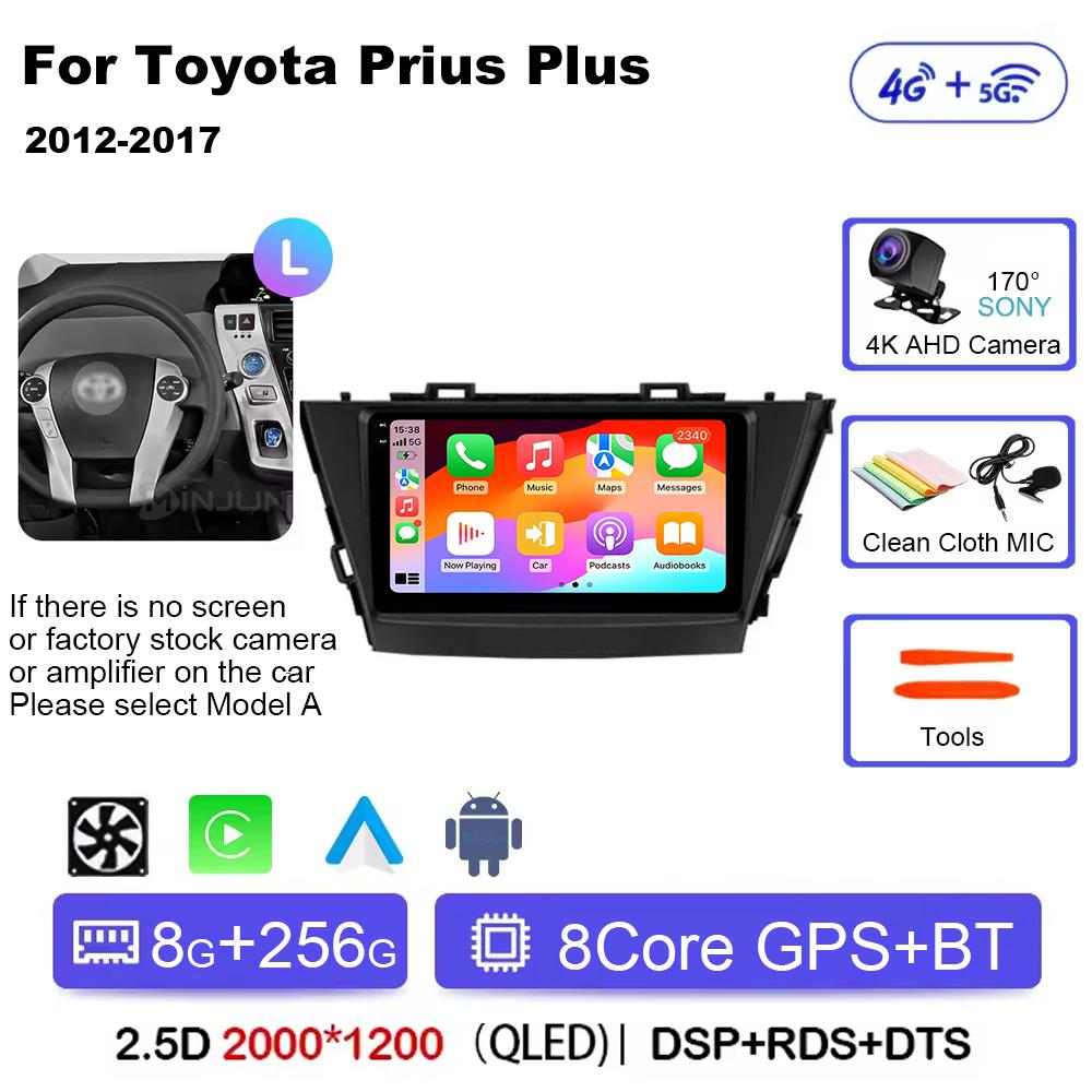 Wireless CarPlay Android Auto Radio for Toyota Prius Plus V Alpha 2012-2017 Android 14 Car Multimedia GPS Navigation Autoradio