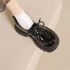 High-heel Versatile Lace-up Leather Shoes for Women - New Trendy Retro Style Flats