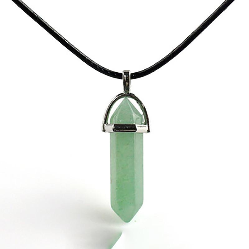 Stunning Hexagonal Column Pendant Necklace With Natural Quartz Crystal For Chakra Healing