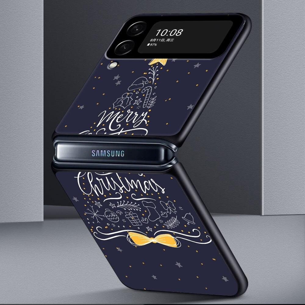 Merry Christmas Santa Tree Cute Phone Case For Samsung Galaxy Z Flip Z Flip3 5G Z Flip4 Hard PC Matte Shell