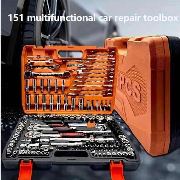 53-Piece Hex & Phillips Screwdriver Set with Ratchet Wrench & Socket Tool for Car & Motorcycle Repair