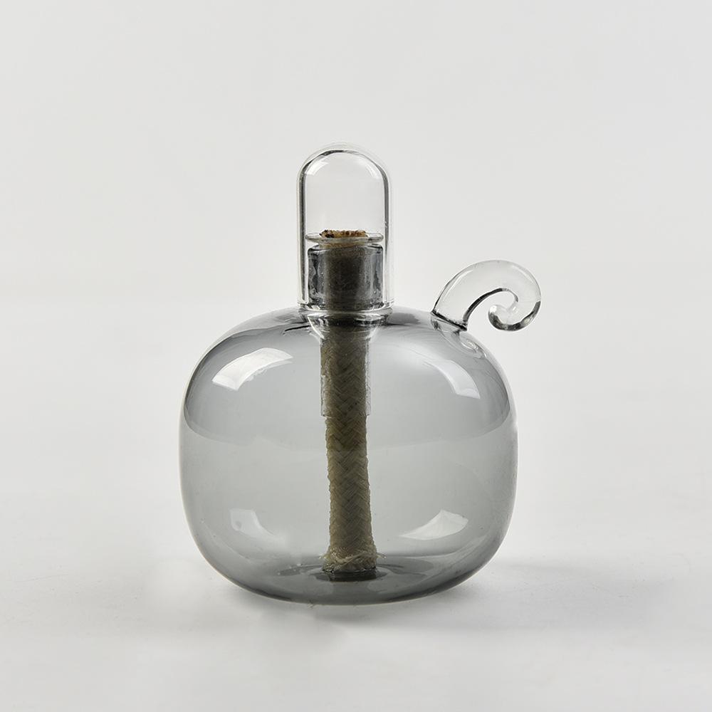 

Nordic Spherical Glass Oil Lamp with Lid, Clear Refillable Candle Holder for Tabletop, Smoke-Free Desktop Decor for Home Room Does not contain ker серый
