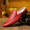 New Men's Blue Yellow Red Half Slippers Leather Shoes Male Casual Mules Moccasins Breathable Loafers Zapatos Hombre