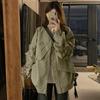 Women's Loose Irregular Flight Jacket - American High Street Style, Spring & Autumn Neutral Workwear Baseball Jacket.
