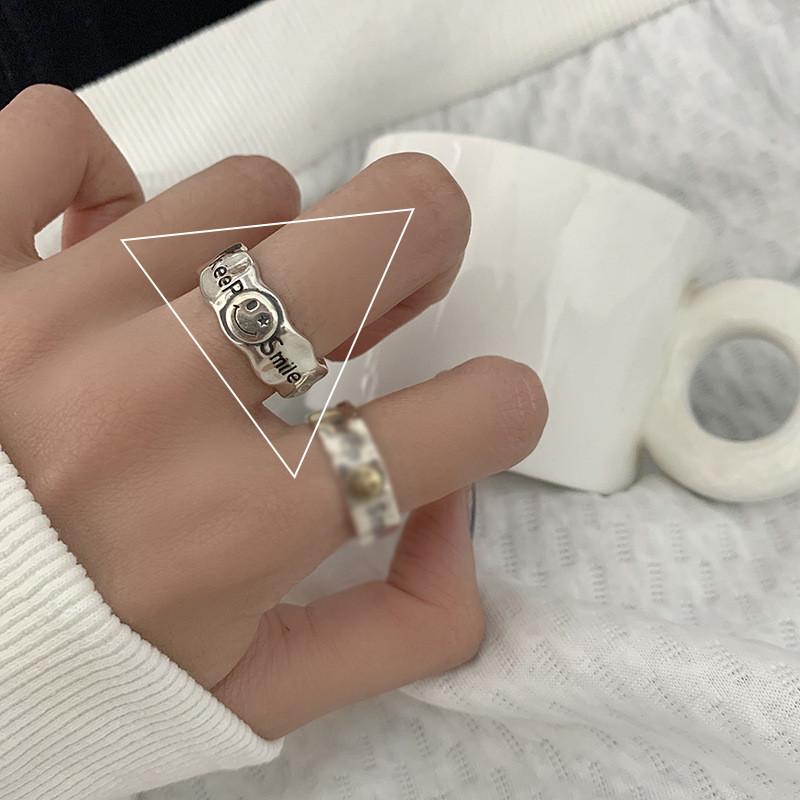 

Stylish Irregular Smiley Face Ring For Women In Unique Korean Design With Premium Silver Material