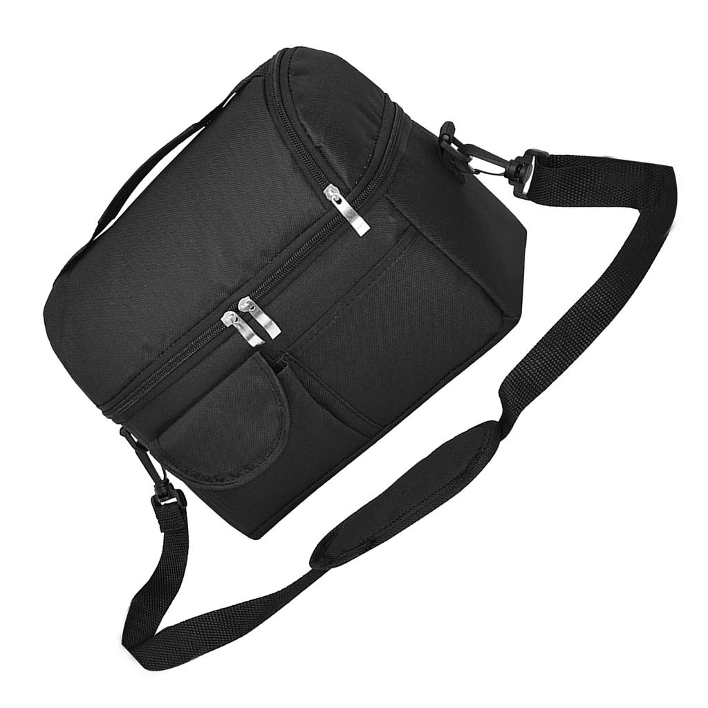 Przenośna Torba Izolacyjna Dwuwarstwowa Duża Pojemność Pogrubiona Tkanina Oxford Ręczna Torba Piknikowa na Kemping Czarna