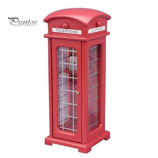 

Модель телефонной будки, забавная реалистичная деревянная мини-кукольная коробка для звонков для кукольного дома 1/12 красный